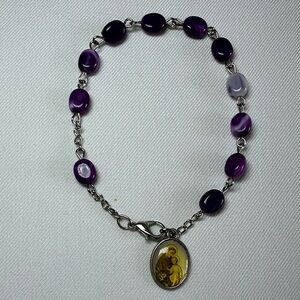 Purple Bead Religious Bracelet